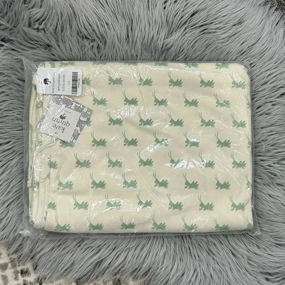 Kate Quinn Green Grasshopper Double Layer Blanket 44x44 100%‎ Organic Cotton NEW